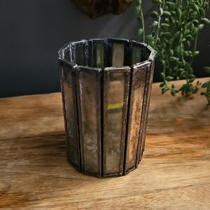 Eaethbound Trading Elegant Silver & Grey Soldered Mercury Glass Candle Holder